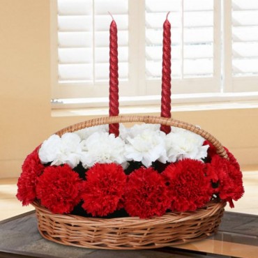 20 Carnations ( White and Red)